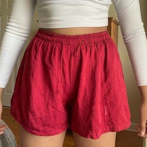 Red high waisted flowy shorts